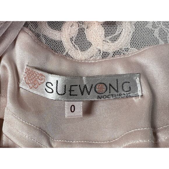 Sue Wong Nocturne Ribbon Lace Illusion Bodice Beige Dress 0 Mother of the Bride - Picture 15 of 16